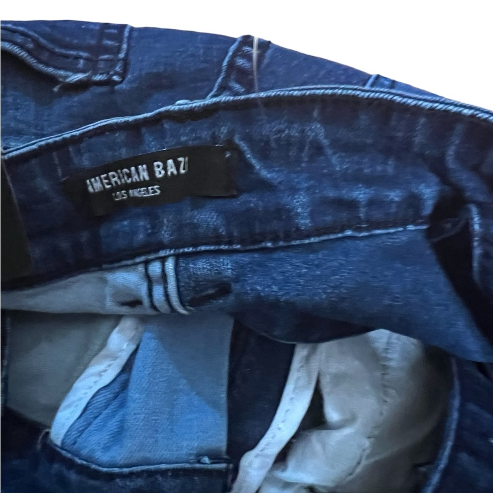 AMERICAN BAZI Patchwork Denim Overalls HighRise Flare Bell Bottoms M - Picture 7 of 12